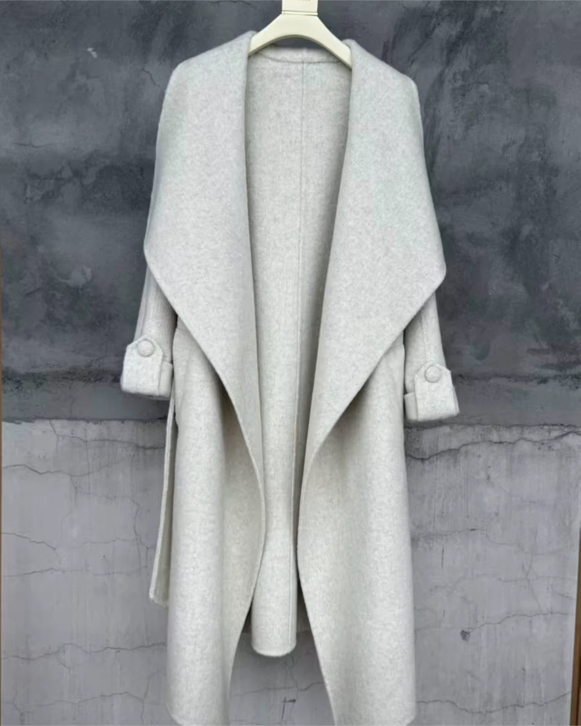Off-White Wool-Blend Wrap Coat