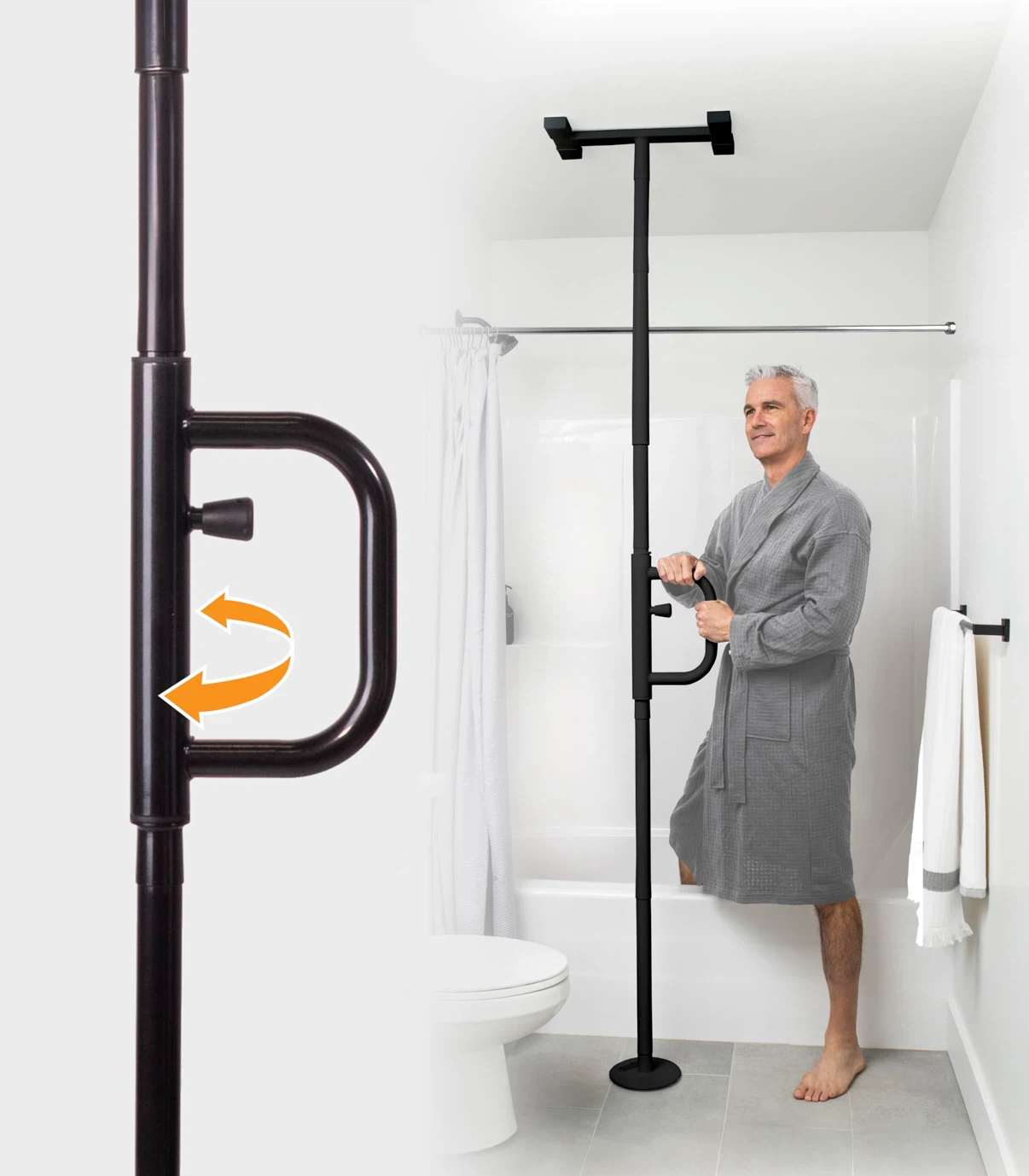 Stander Security Pole and Curve Grab Bar