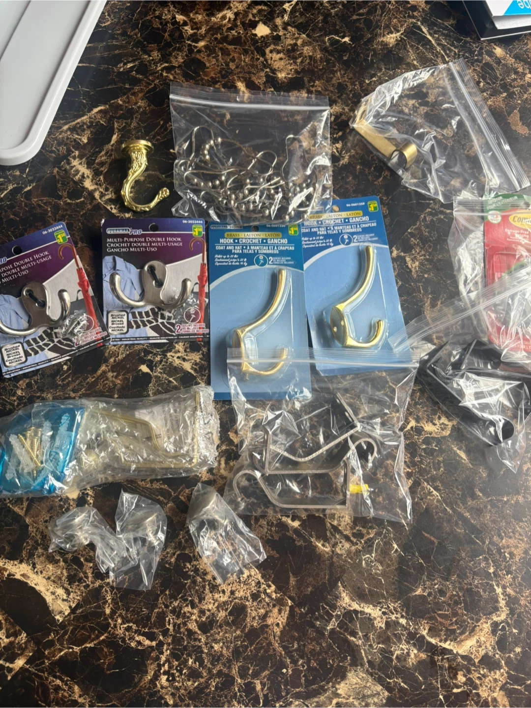 Assorted wall Hooks and  hardware lot