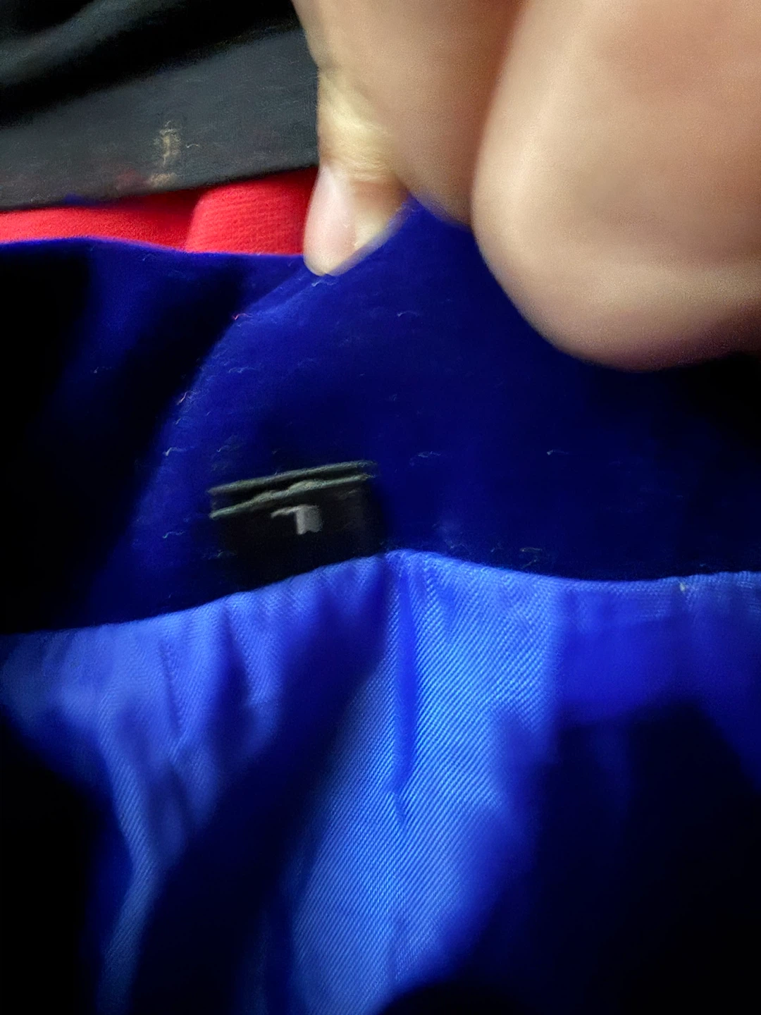 Blue Velvet Blazer with White Piping
