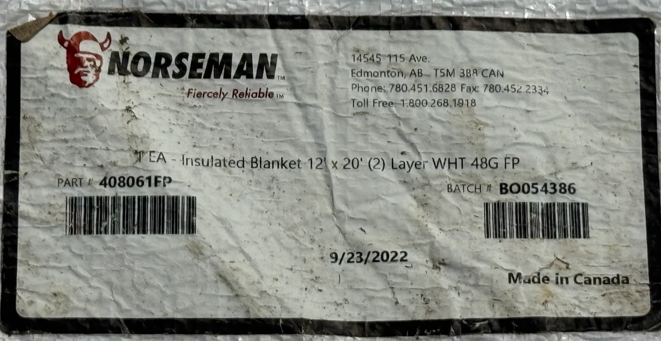 Norseman Insulated Blanket 12' x 20' - 2 Layer WHT 48G FP - photo 4