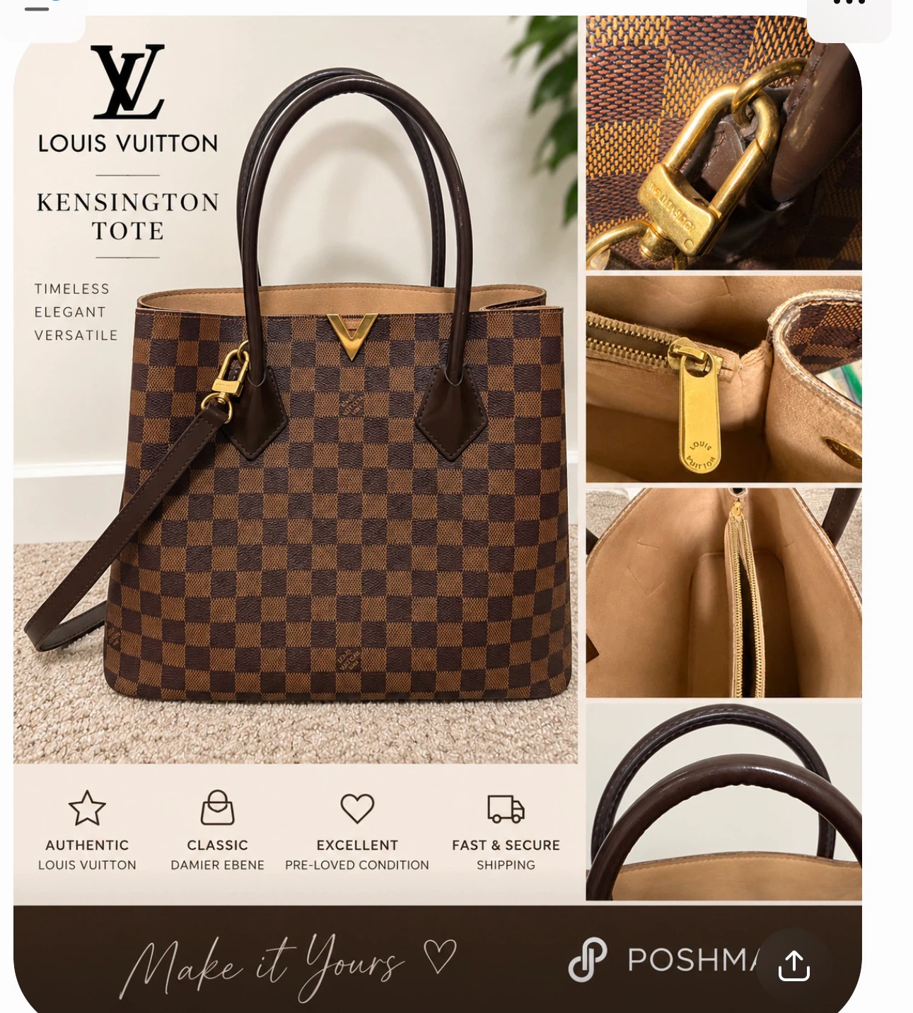 Louis Vuitton Kensington Tote Damier Ebene