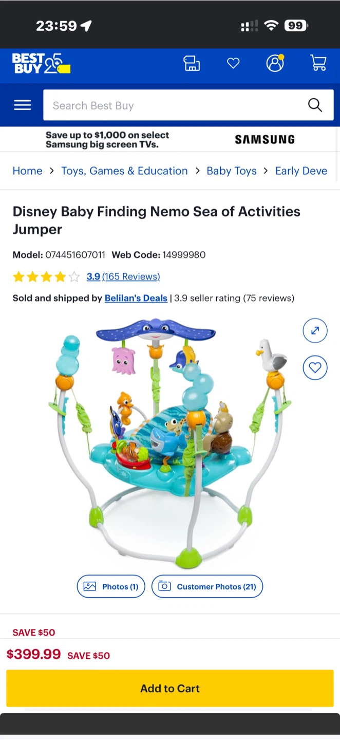 Disney Baby Finding Nemo Jumperoo — $120