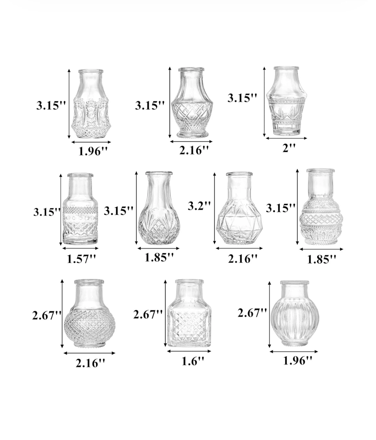 Set of 10 Assorted Mini Glass Bud Vases - photo 2