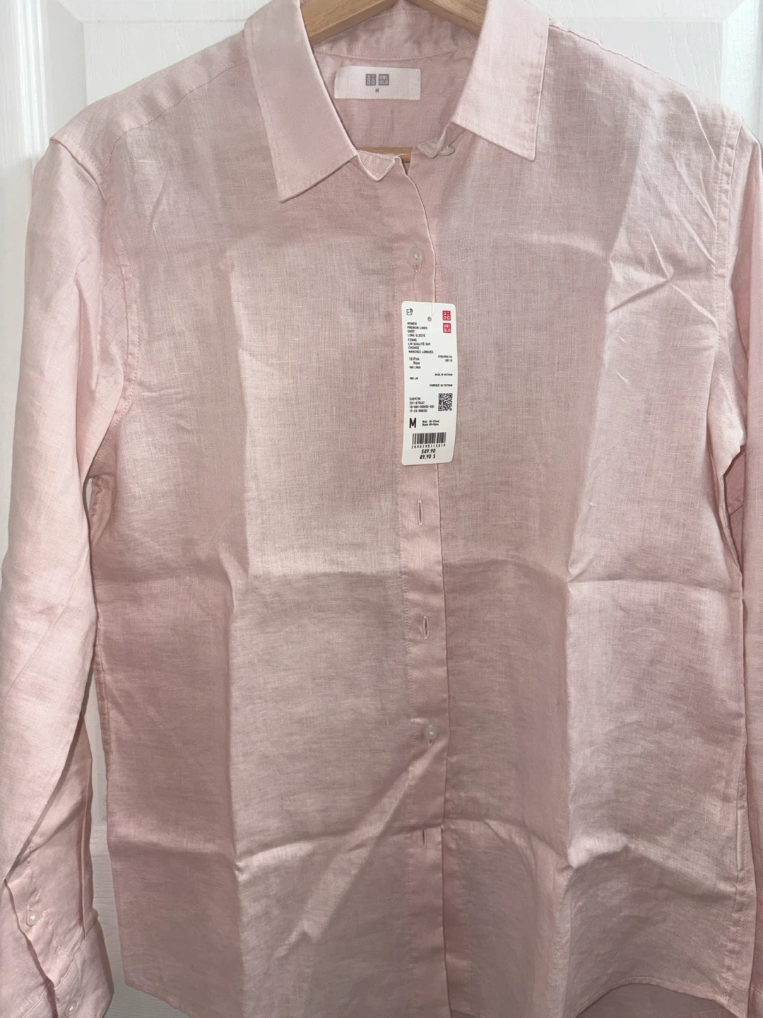 Uniqlo Premium Linen Shirt - Pink - Size M - photo 2