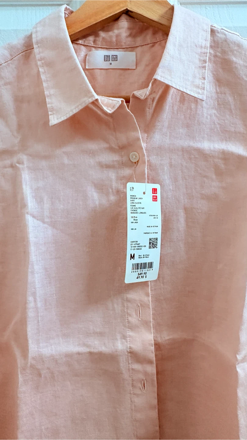 Uniqlo Premium Linen Shirt - Pink - Size M - photo 3