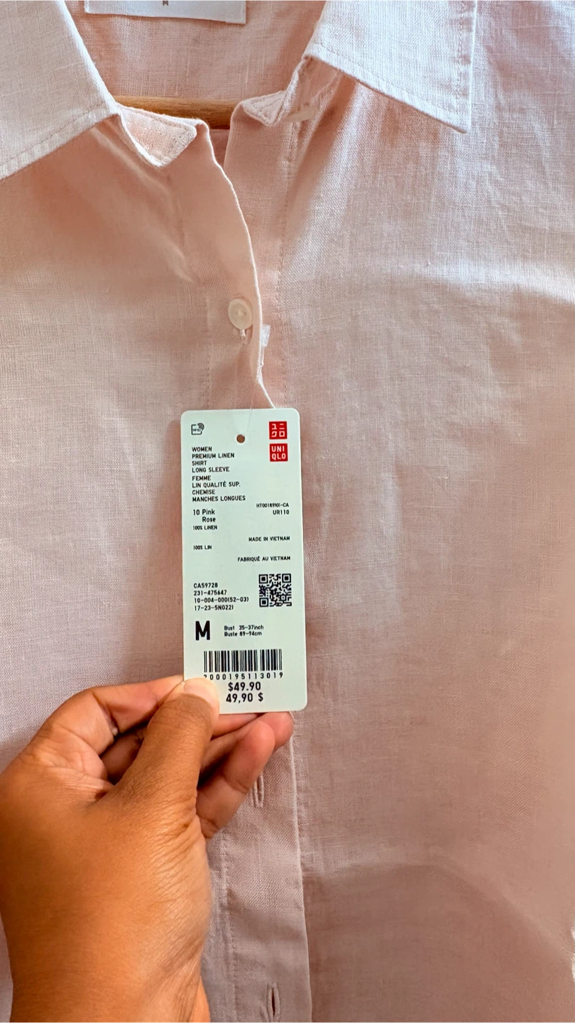 Uniqlo Premium Linen Shirt - Pink - Size M - photo 4