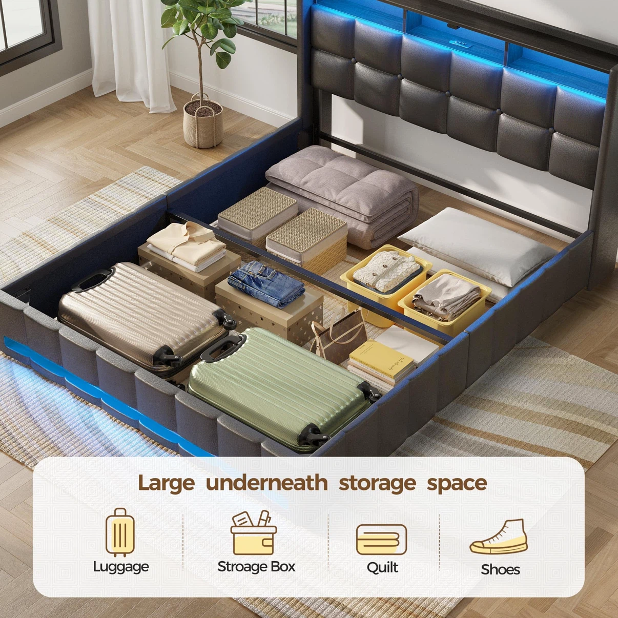 Rolanstar Twin Size Bed Frame with Lift Up Storage - photo 5
