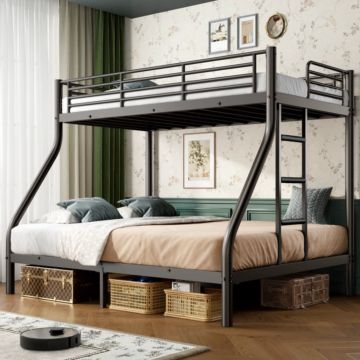 Black Metal Twin-Over-Full Bunk Bed - photo 2