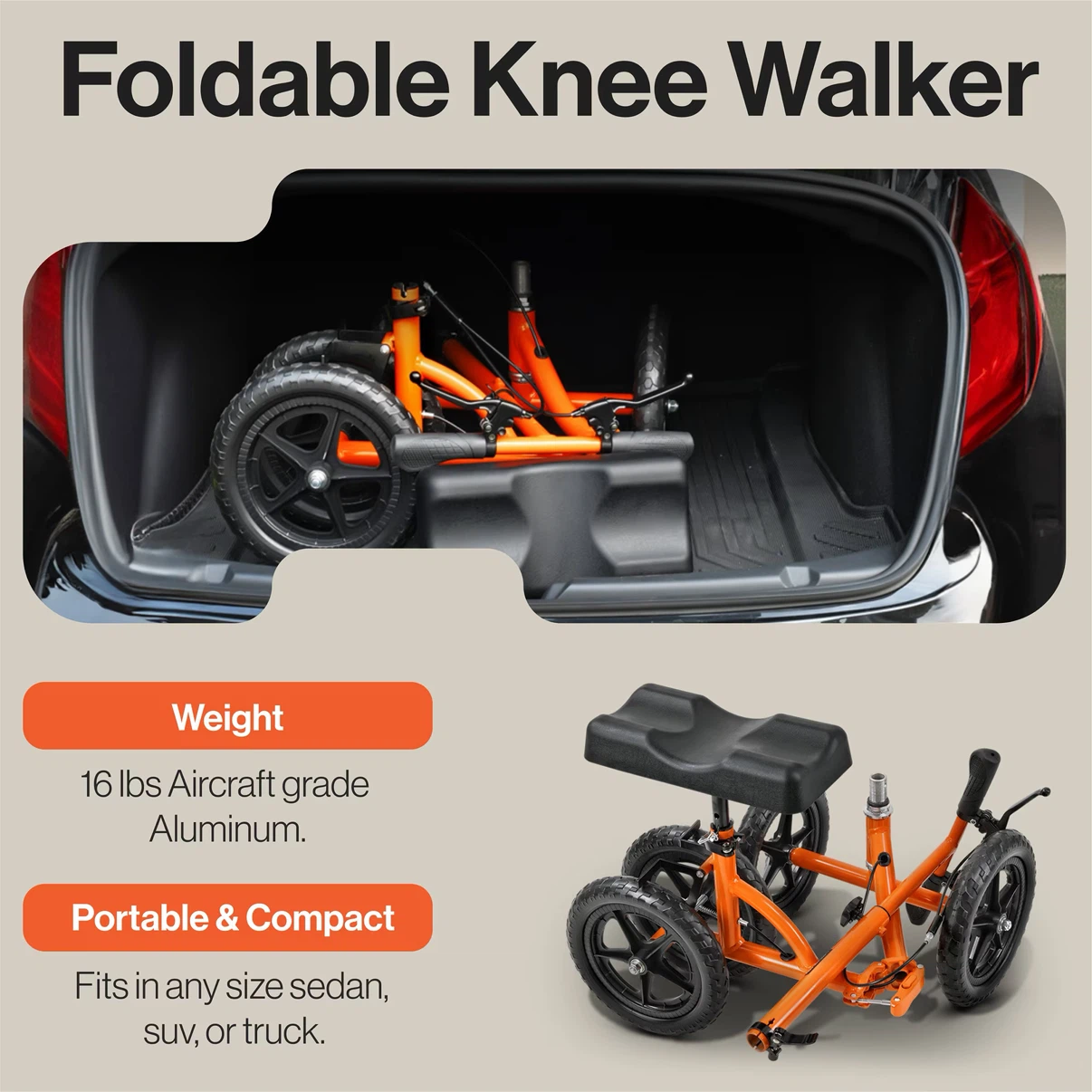 SuperHandy Folding Knee Walker Steerable Rolling - photo 5