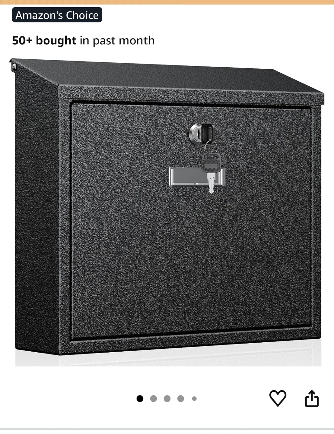 Secure locking mailbox with 2 keys