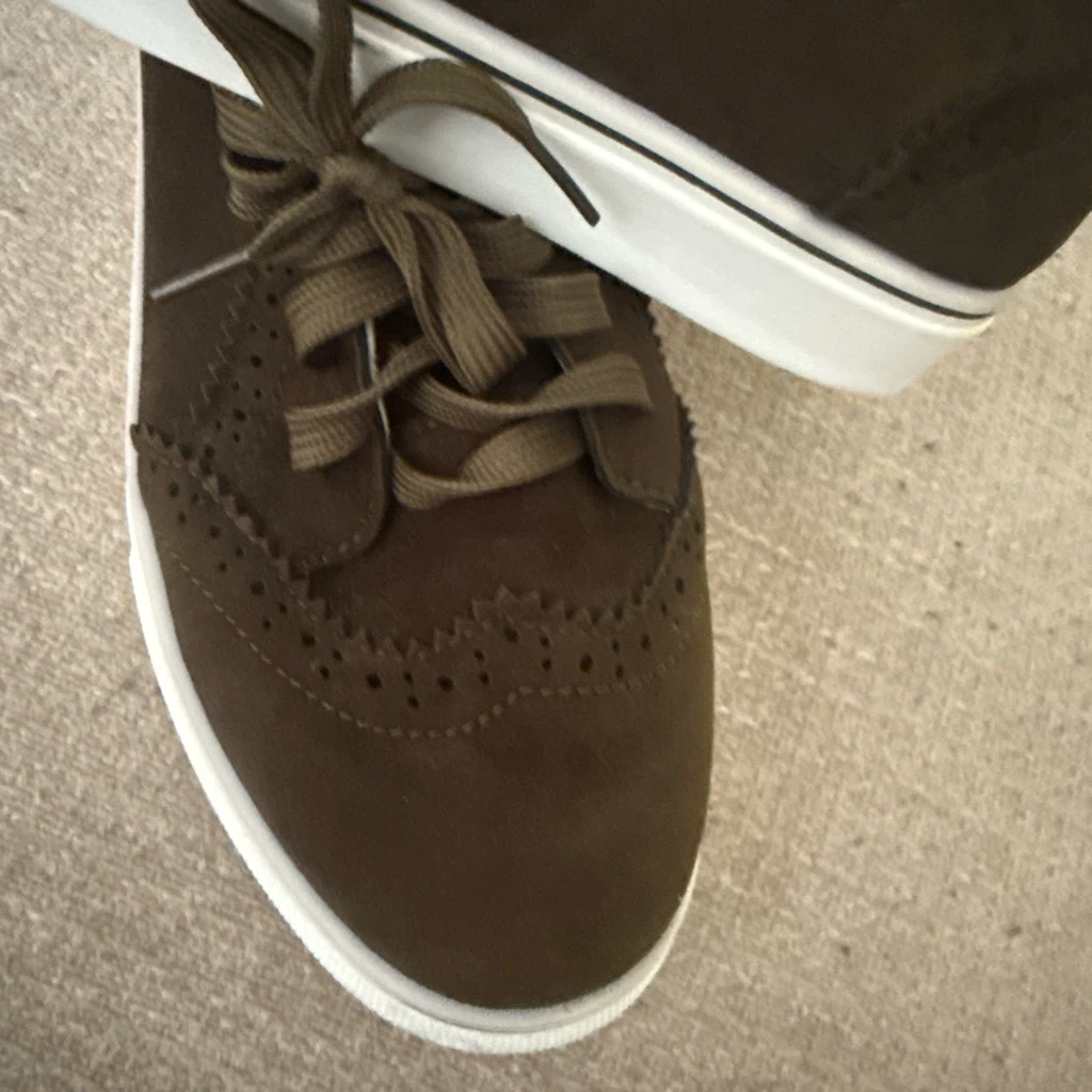 Olive Green Suede Brogue Sneakers - photo 3