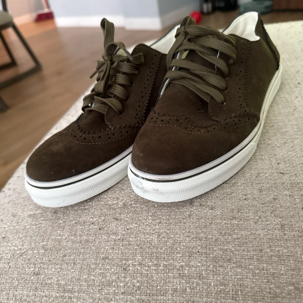 Olive Green Suede Brogue Sneakers - photo 5
