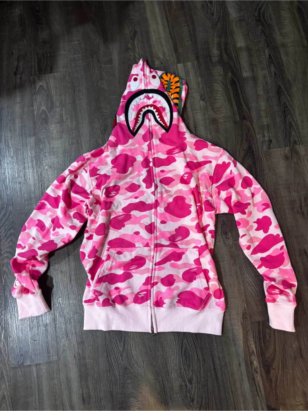 pink bape rep hoodie