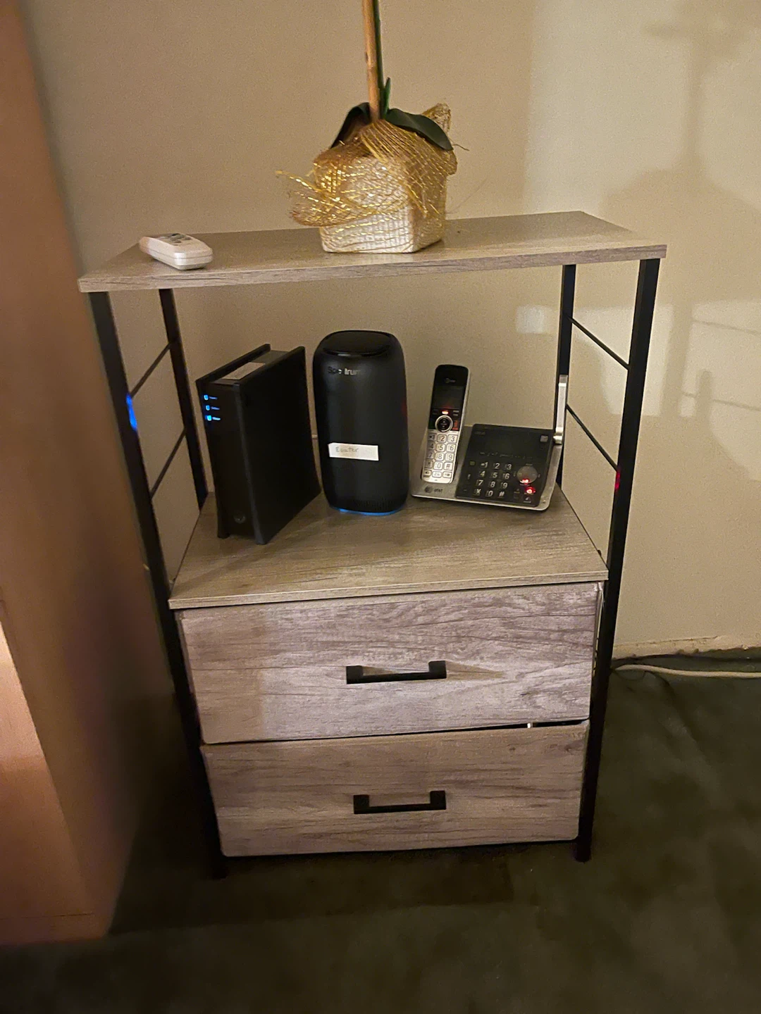 Industrial Style 2-Drawer Storage Shelf