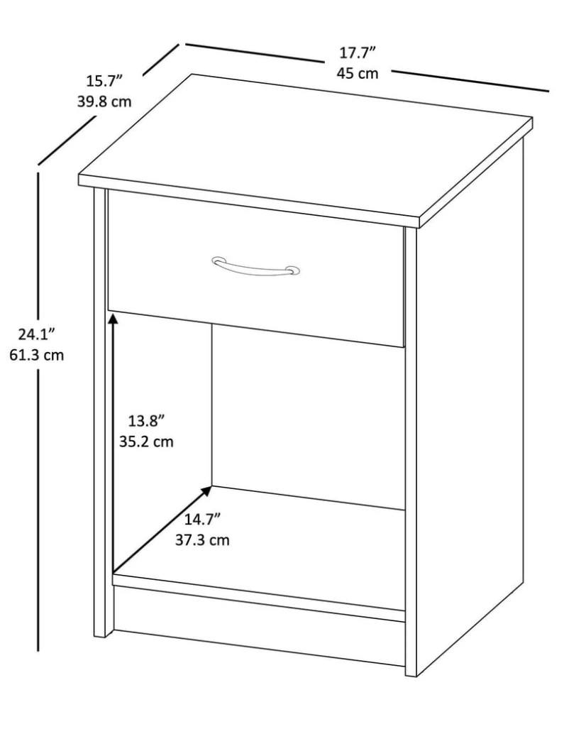 Dark Brown Nightstand with Drawer and Shelf - photo 3