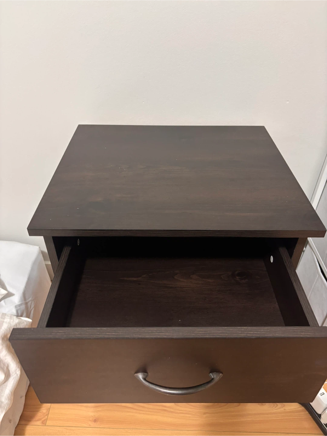 Dark Brown Nightstand with Drawer and Shelf - photo 5