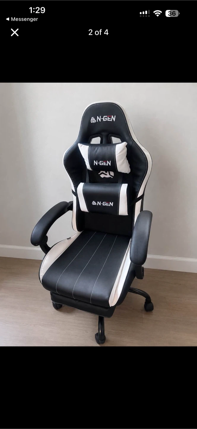 N-GEN Gaming Chair Black and White - photo 2