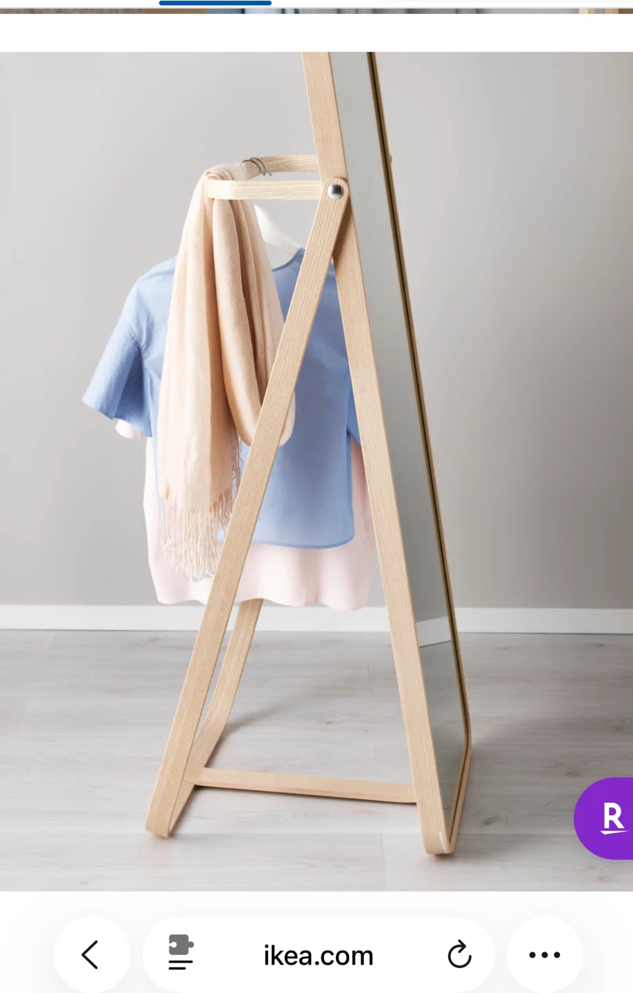 IKEA IKORNNES Full Length Standing Mirror with Wooden Frame - photo 5