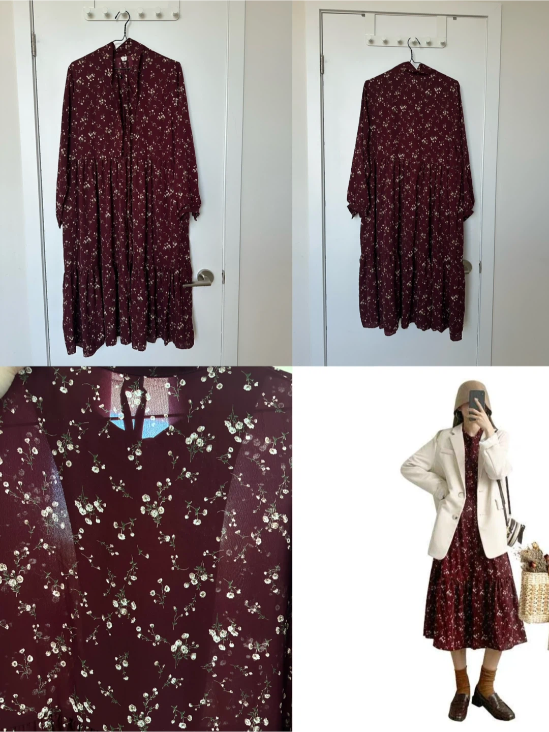 Floral Print Tiered Midi Dress
