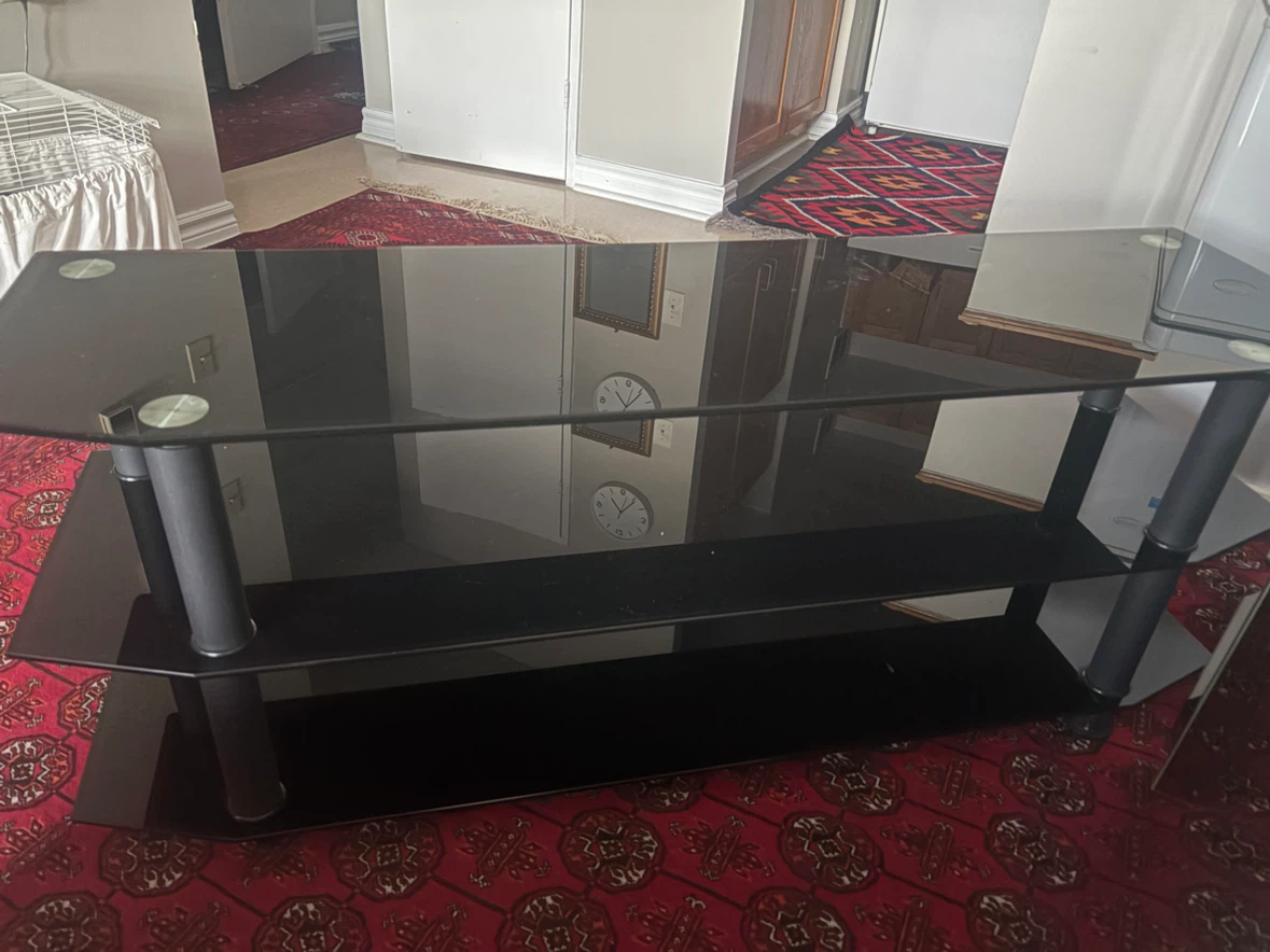 Black Glass Corner TV Stand
