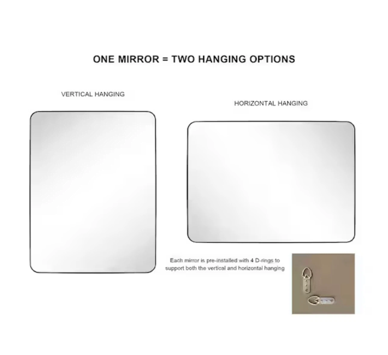 Black Rectangular Wall Mirror - photo 2