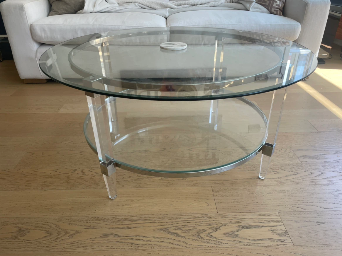 Contemporary Round Glass Top Cocktail Table
