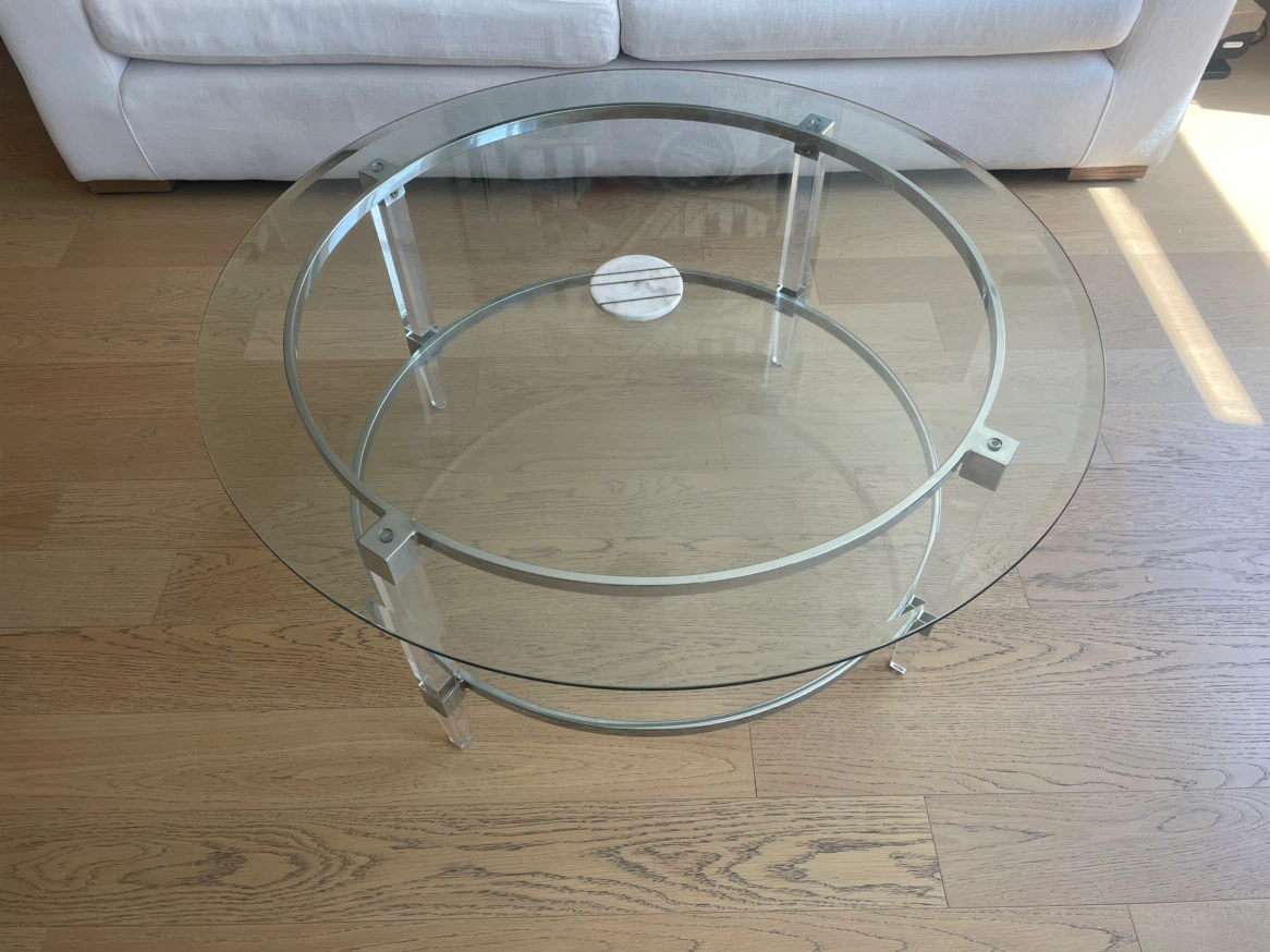 Contemporary Round Glass Top Cocktail Table - photo 2