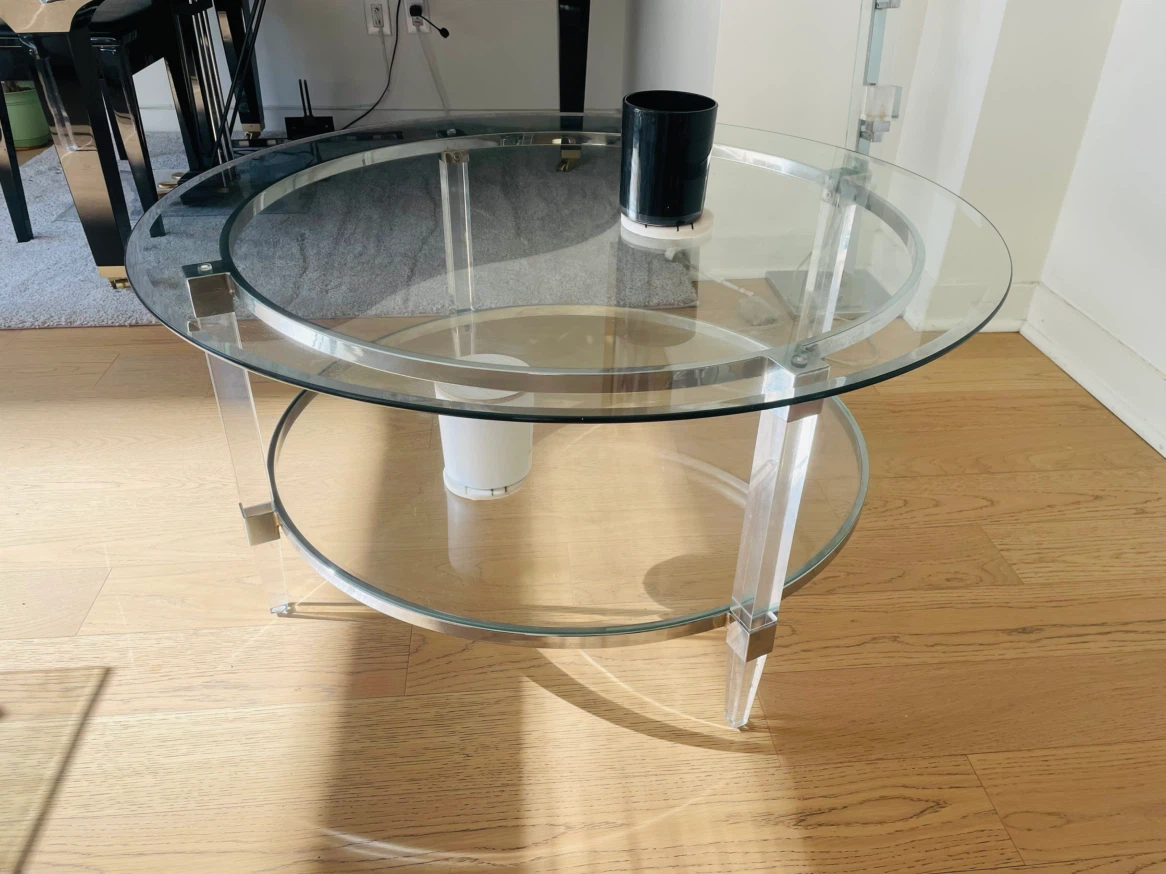 Contemporary Round Glass Top Cocktail Table - photo 3