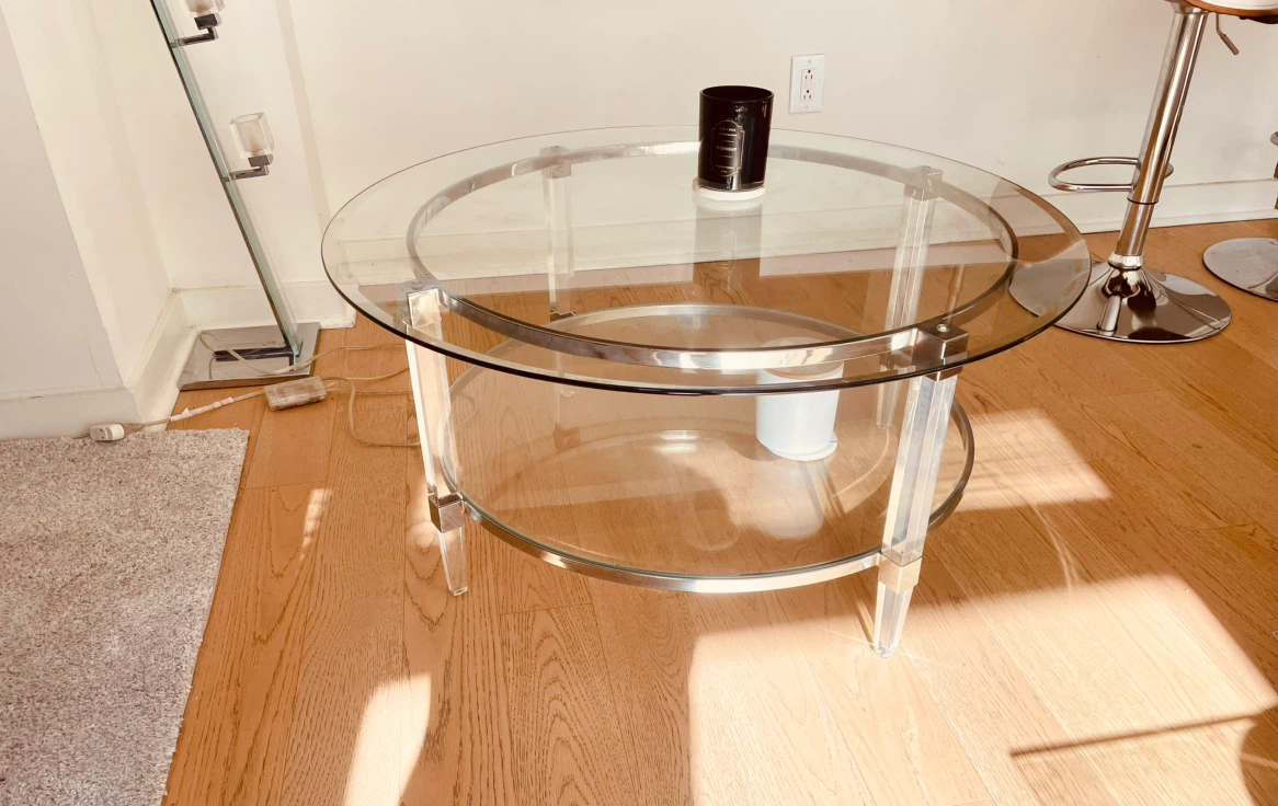 Contemporary Round Glass Top Cocktail Table - photo 5