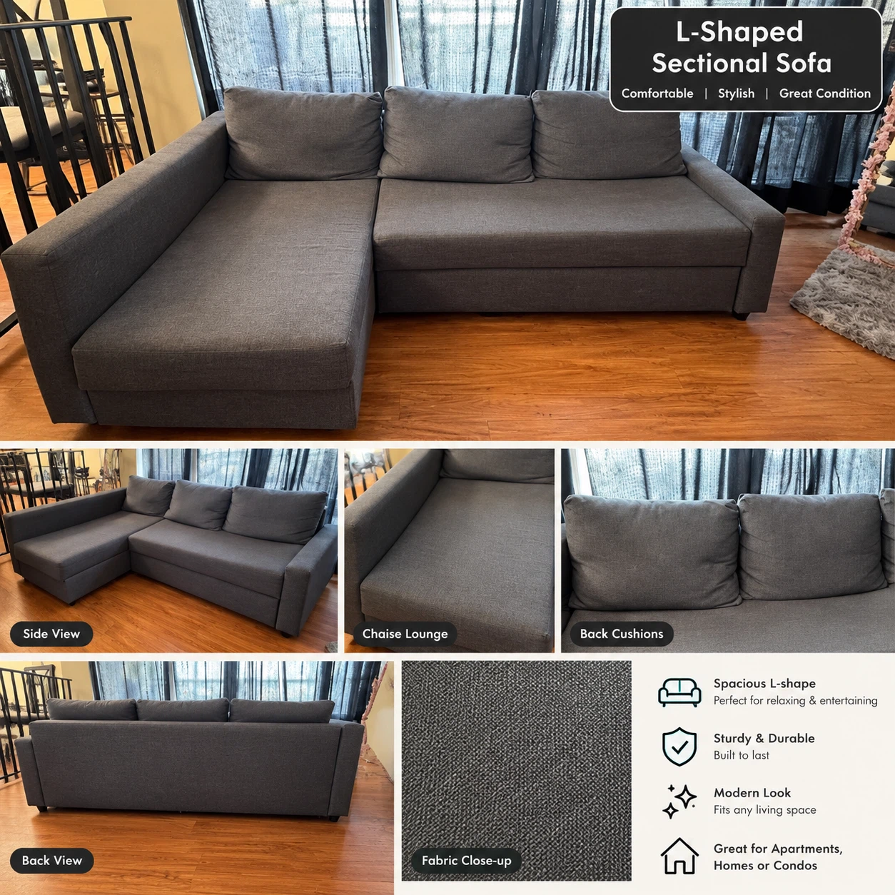Grey Sectional Sofa/bed