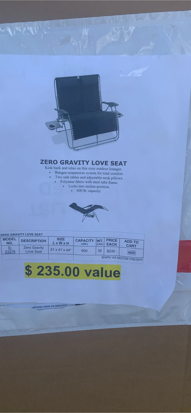 Zero Gravity Love Seat