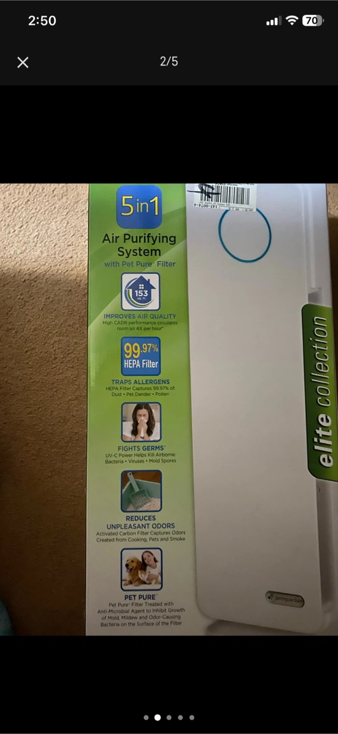 GermGuardian 5-in-1 Air Purifying System with Pet Pure Filter - photo 3