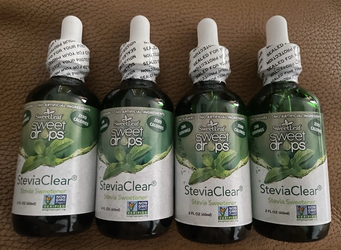 4 bottles SweetLeaf SteviaClear Sweet Drops