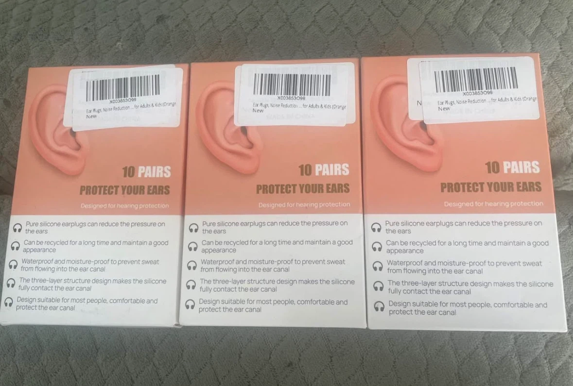 3 Boxes of Silicone Noise Reduction Earplugs
