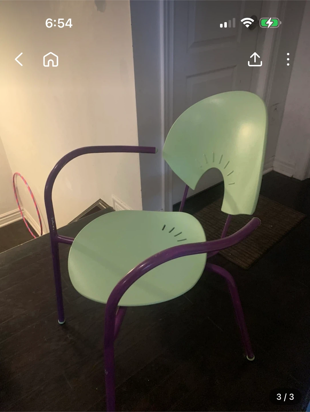 Modern light green and purple metal accent chair - photo 2