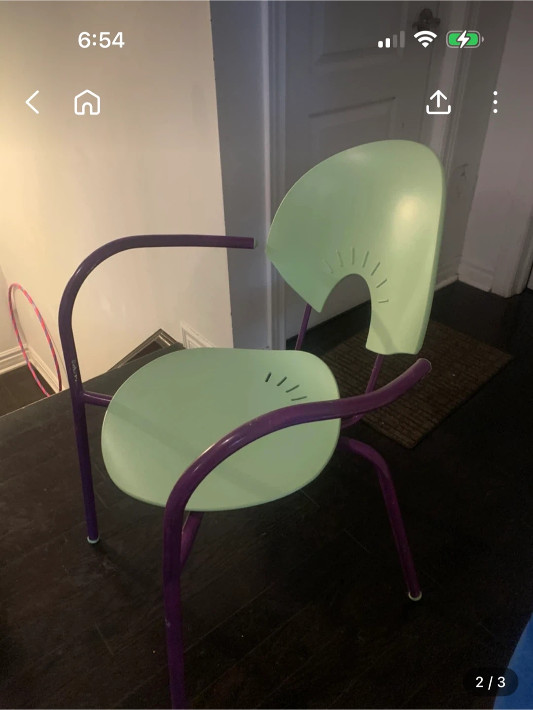 Modern light green and purple metal accent chair - photo 3