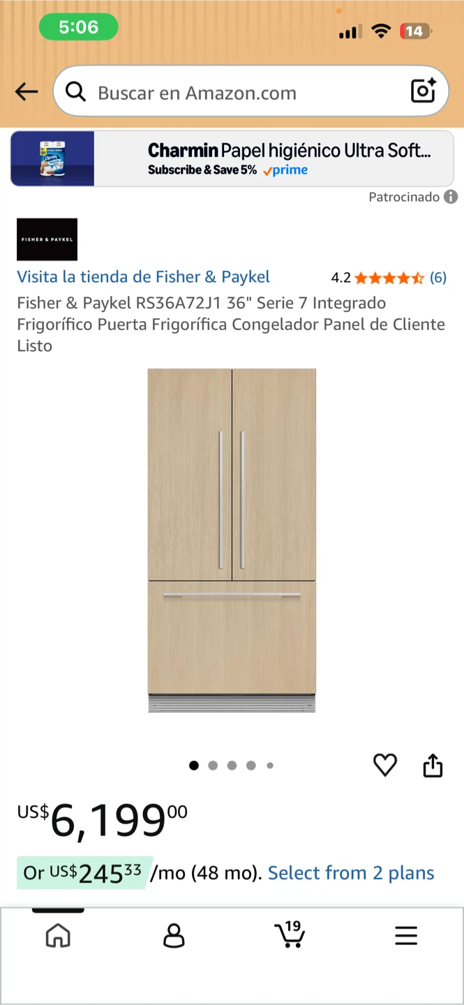 Fisher & Paykel RS36A72J1 Integrated Refrigerator/Freezer