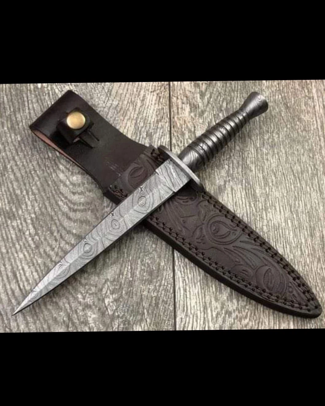 Damascus Steel Knife with Leather Sheath - photo 5