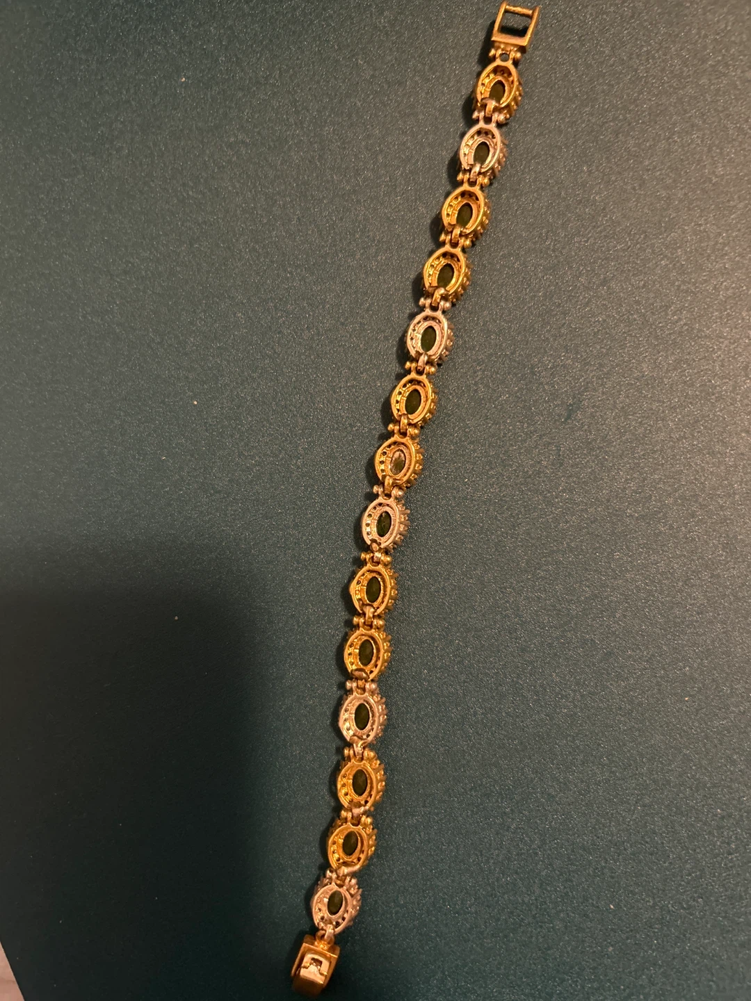 Sterling Silver Link Bracelet with Emerald Oval Stones - photo 4