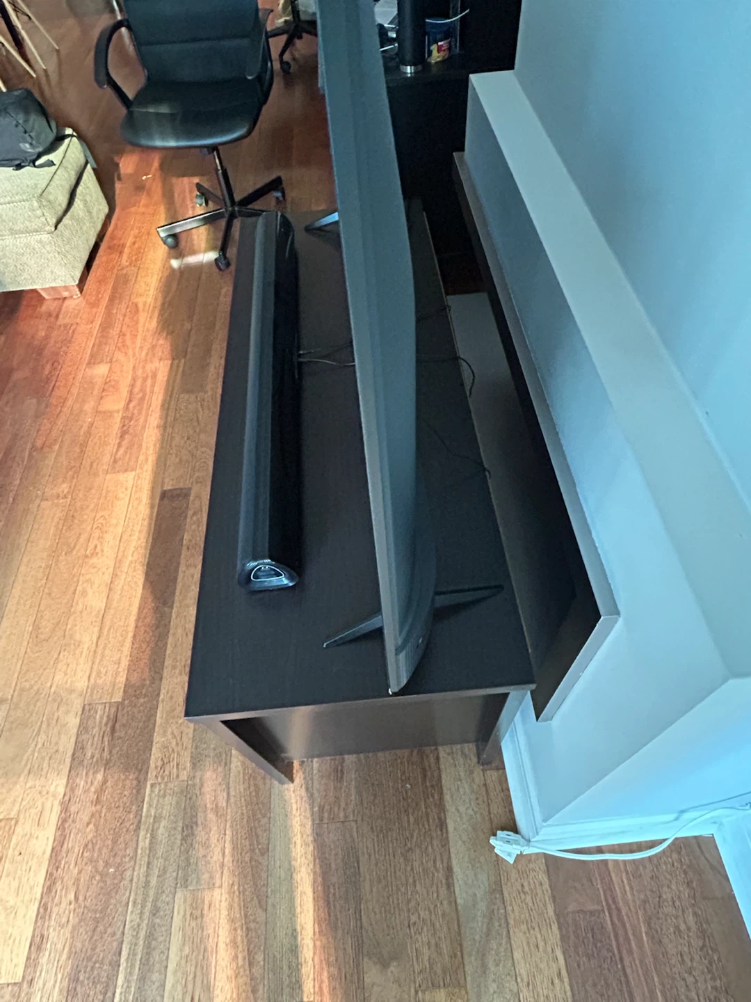 Dark Wood TV Stand with Glass Doors - photo 3