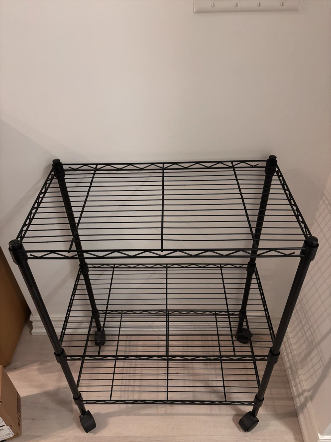 Black 3-Tier Wire Shelving Unit with Wheels