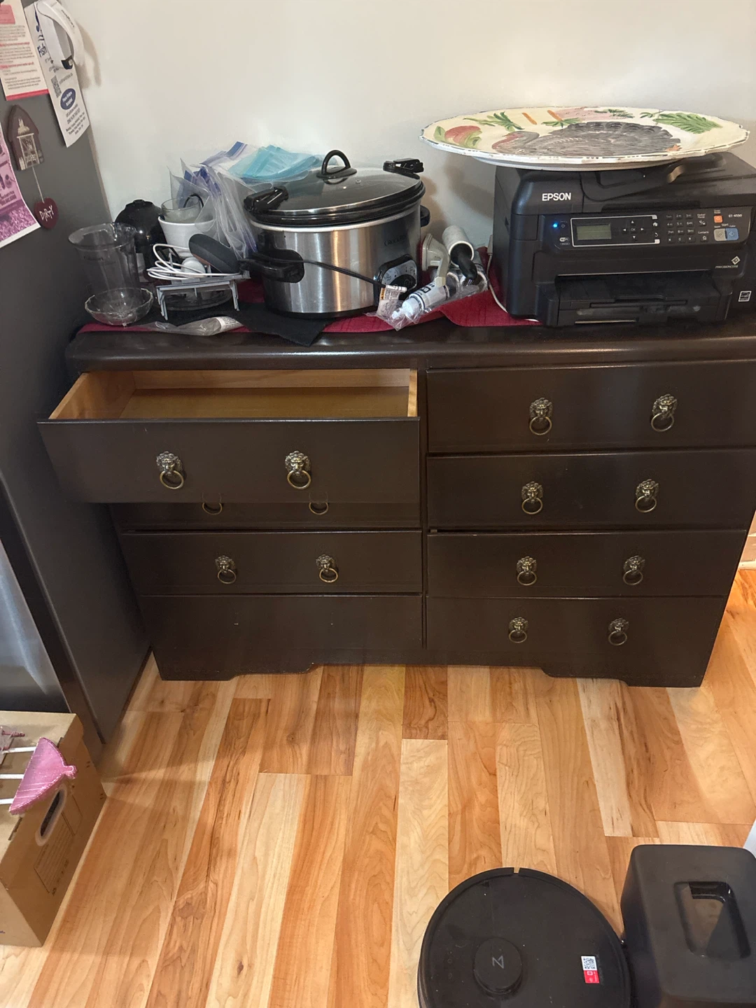 Dark Brown Dresser with Lion Head Hardware