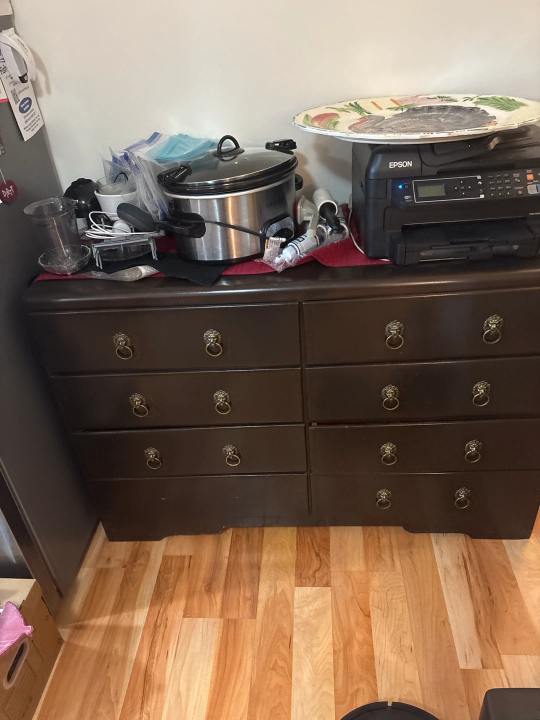Dark Brown Dresser with Lion Head Hardware - photo 2