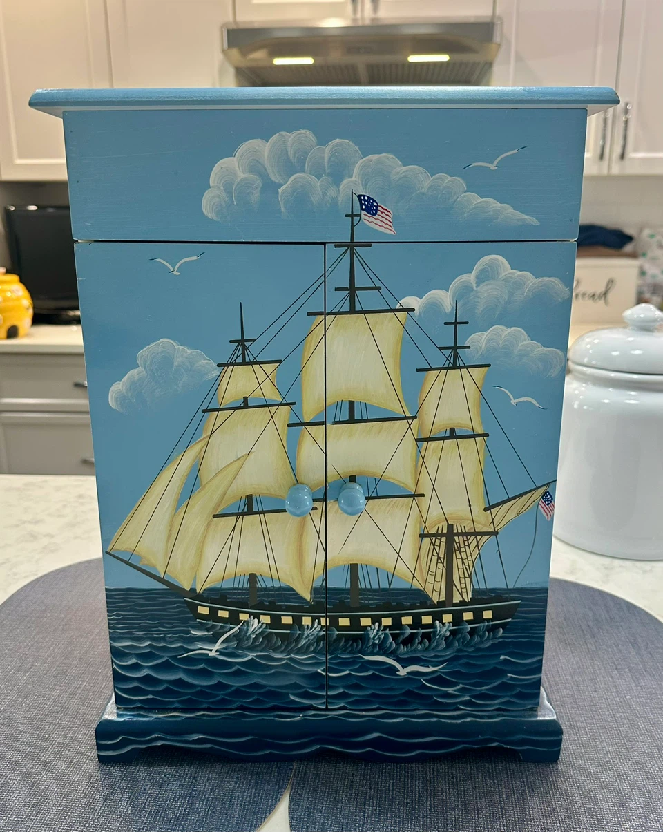 Hand-Painted Nautical Jewelry Box