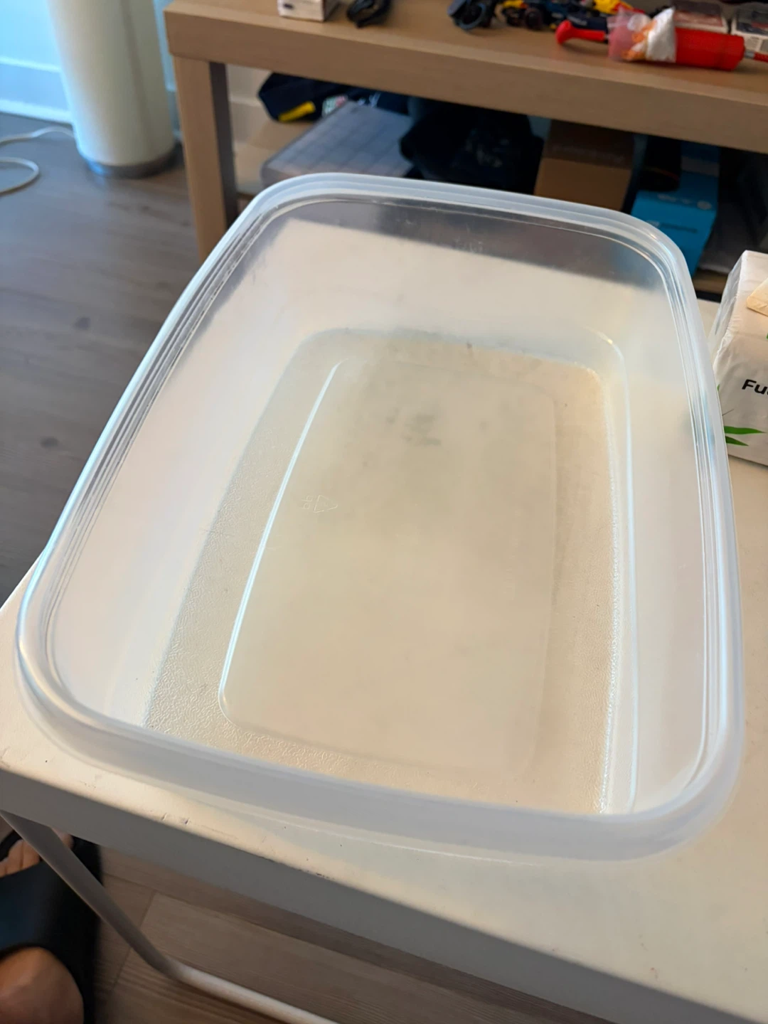 Clear Plastic Food Storage Container with Purple Lid