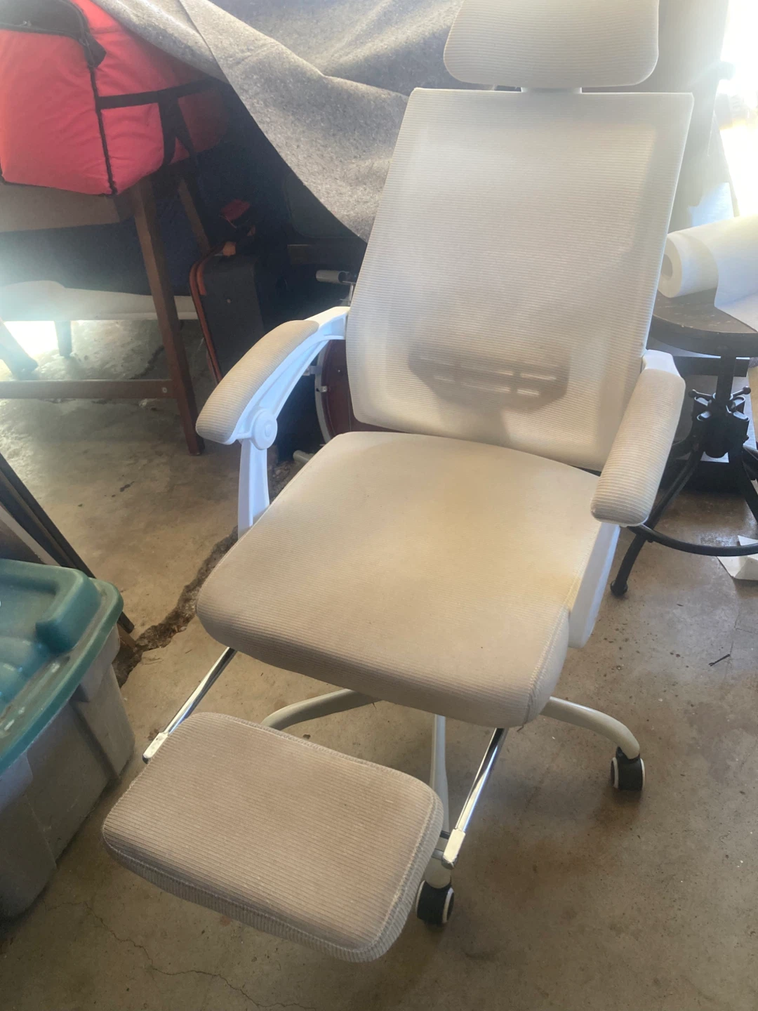 White Mesh Ergonomic Office Chair with Footrest
