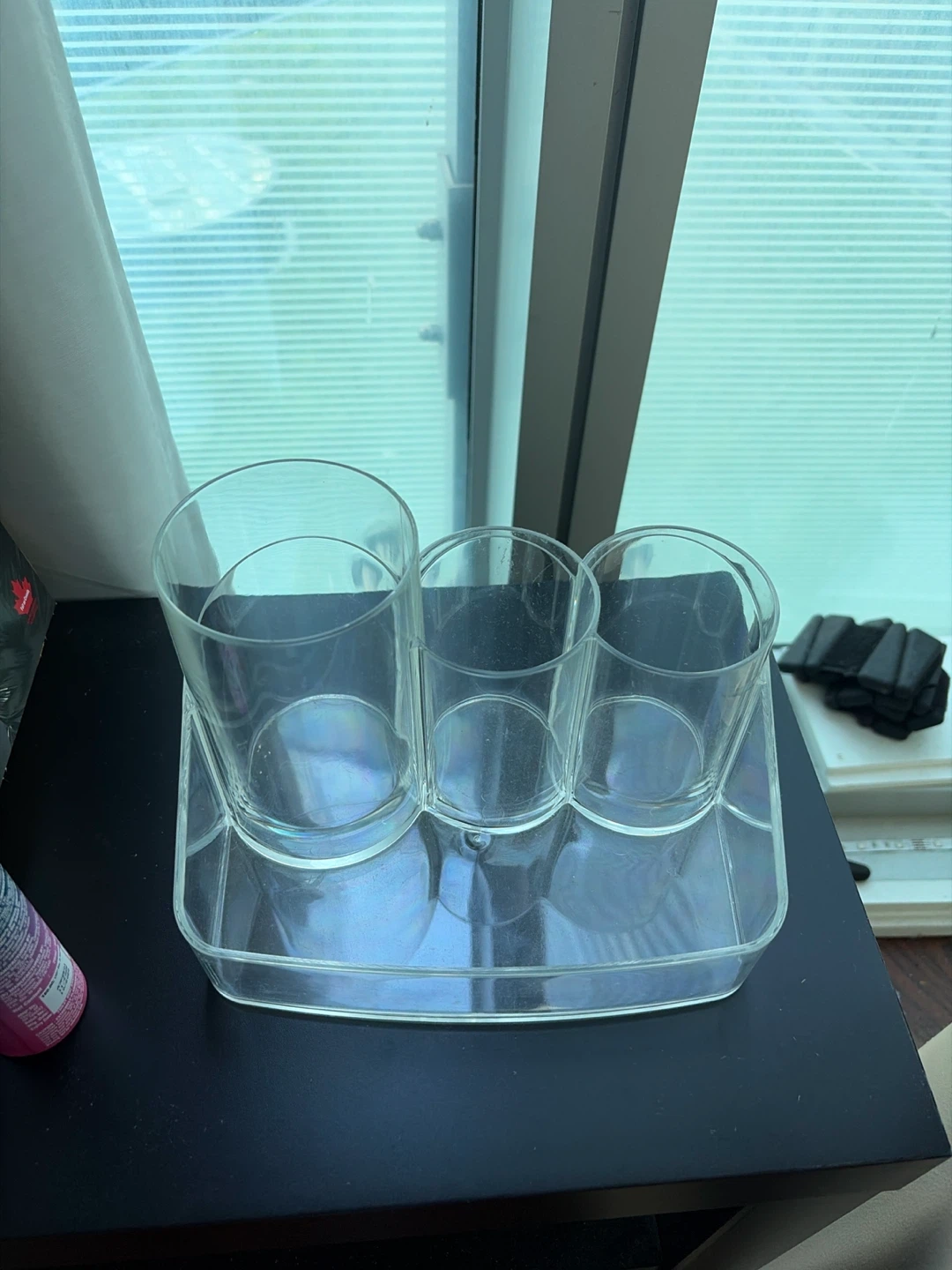Clear Acrylic 3-Cup Organizer Tray