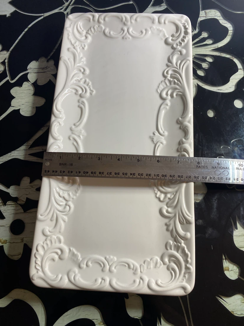White Ceramic Embossed Serving Tray - photo 3
