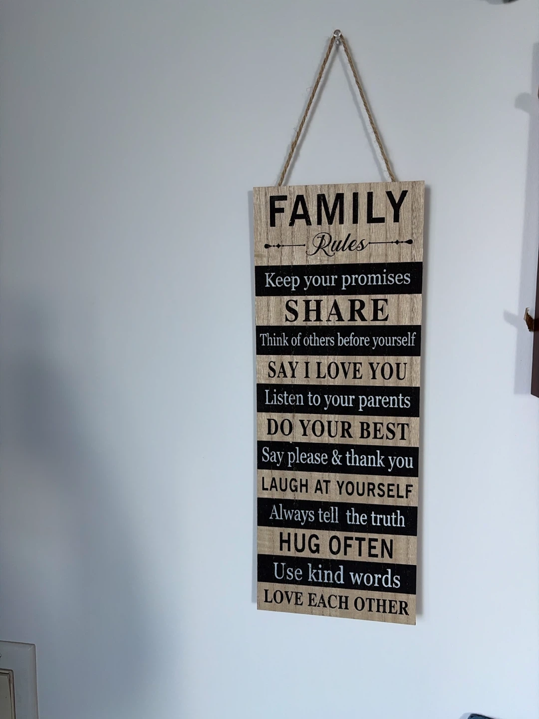 Family Rules Wooden Wall Sign